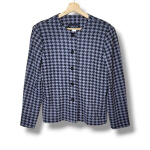 Concepts Vintage 80s Gray Black Houndstooth Blazer Jacket USA Made Size 14